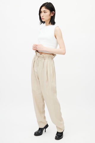 Acne Studios Beige Wide Leg Linen Trouser