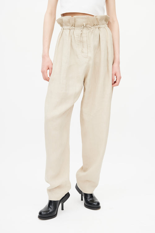 Acne Studios Beige Wide Leg Linen Trouser