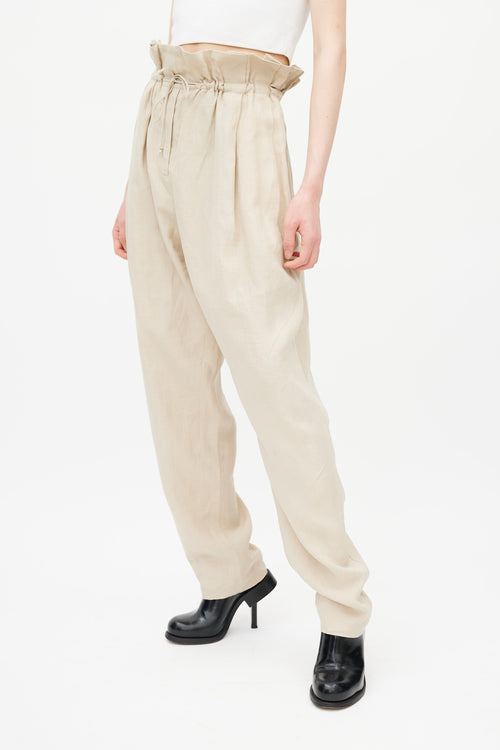 Acne Studios Beige Wide Leg Linen Trouser