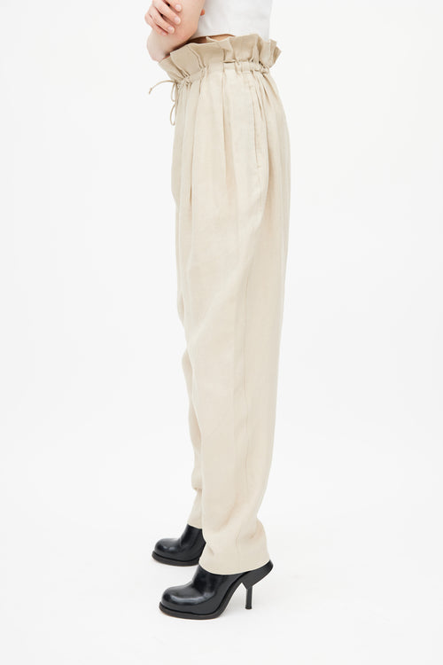 Acne Studios Beige Wide Leg Linen Trouser