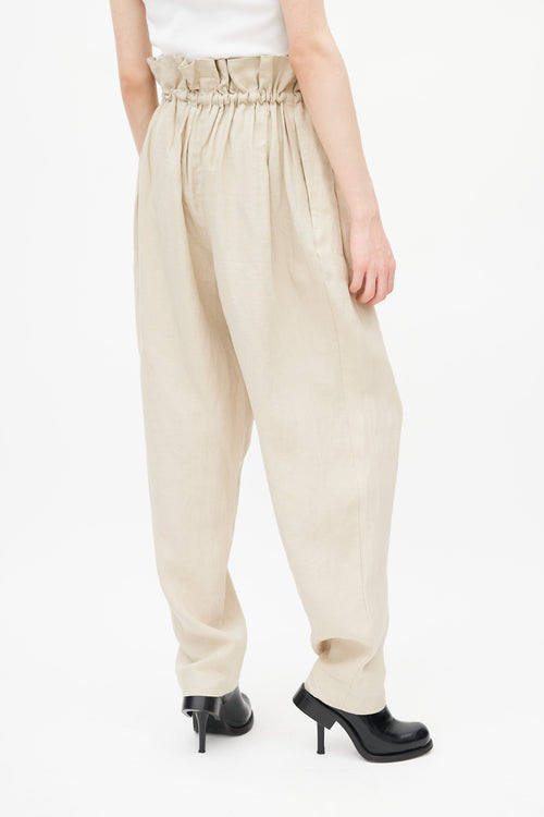 Acne Studios Beige Wide Leg Linen Trouser