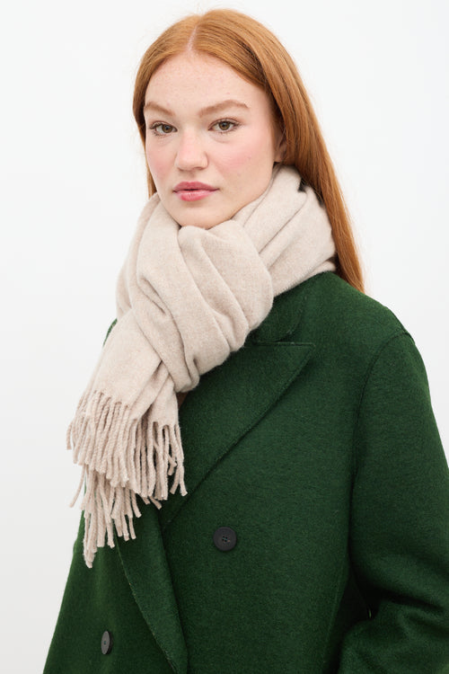 Acne Studios Beige Wool Fringe Scarf