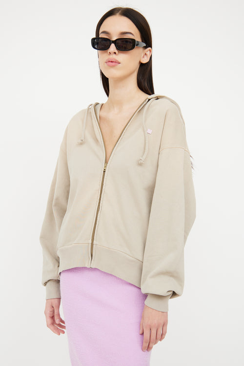 Acne Studios Oversized Beige Logo Hoodie