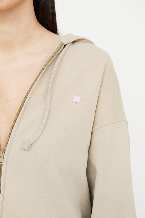 Acne Studios Oversized Beige Logo Hoodie