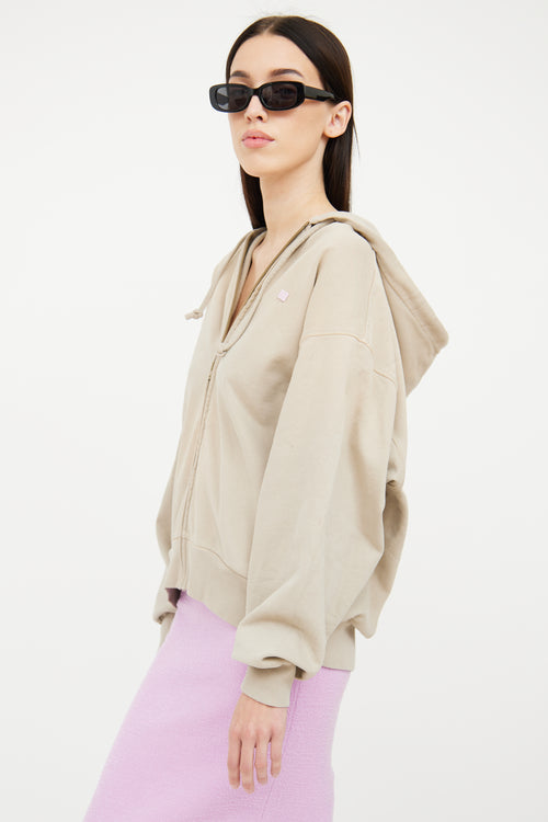 Acne Studios Oversized Beige Logo Hoodie