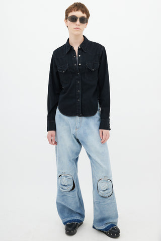 Acne Studios Blå Konst Black Overdye Shirt