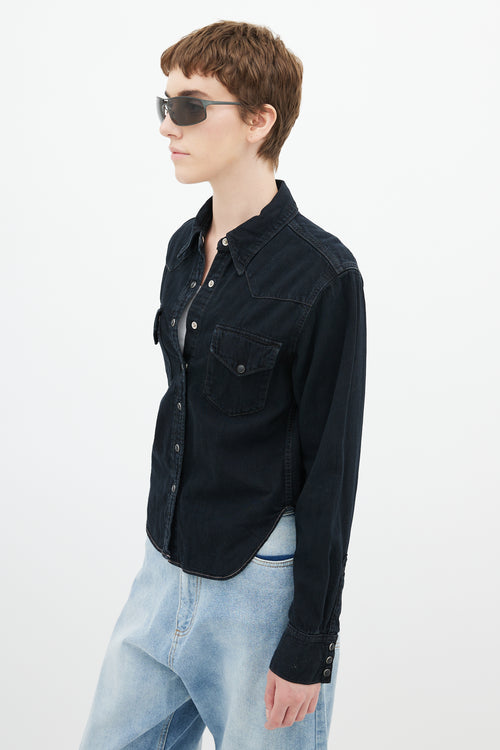 Acne Studios Blå Konst Black Overdye Shirt