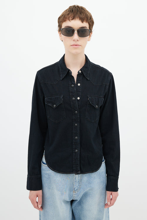 Acne Studios Blå Konst Black Overdye Shirt