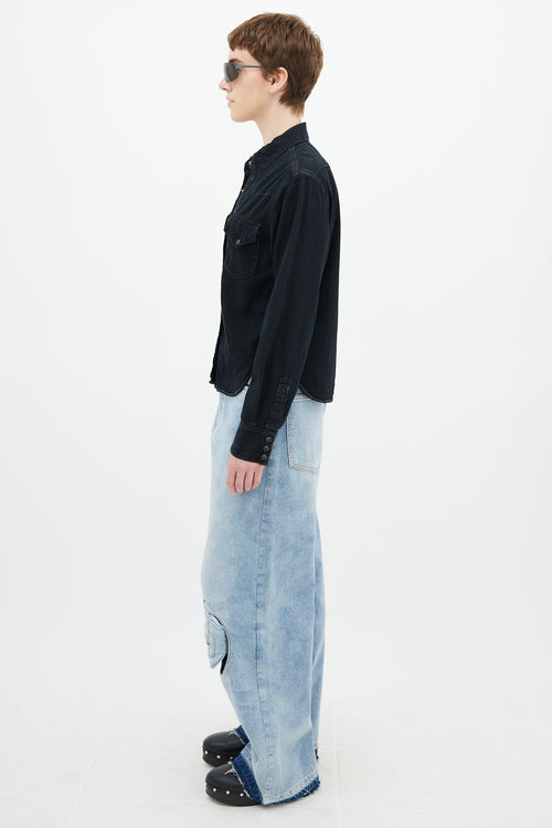 Acne Studios Blå Konst Black Overdye Shirt