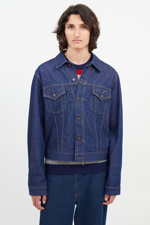 Acne Studios Blå Konst Dark Wash 1998 Blue Water Denim Jacket