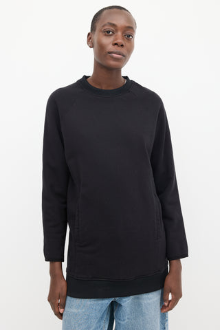 Acne Studios Black Cotton Slip Pocket Crewneck Sweater