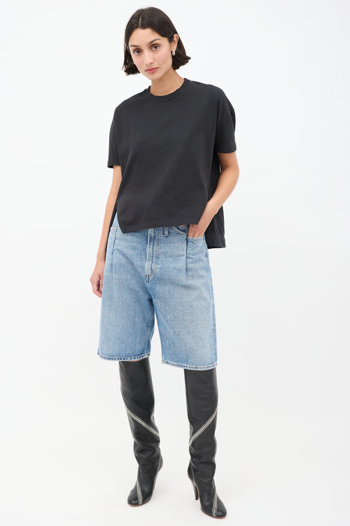 Acne Studios Black Cotton Split Side T-Shirt