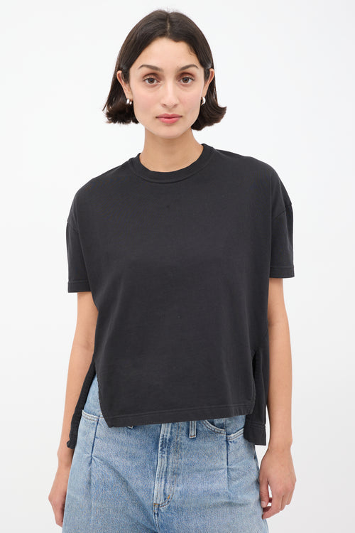 Acne Studios Black Cotton Split Side T-Shirt