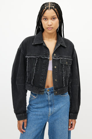 Acne Studios Black Denim Cropped Fringe Jean Jacket