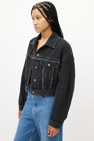 Acne Studios Black Denim Cropped Fringe Jean Jacket