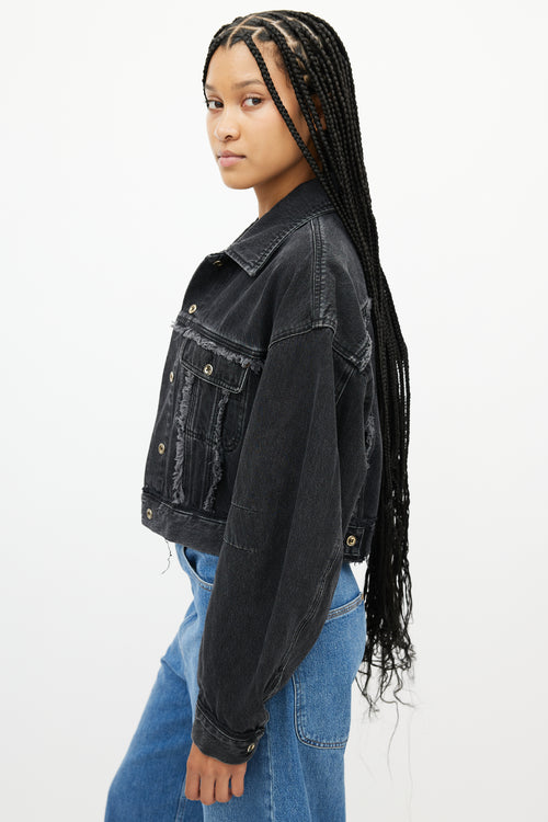 Acne Studios Black Denim Cropped Fringe Jean Jacket