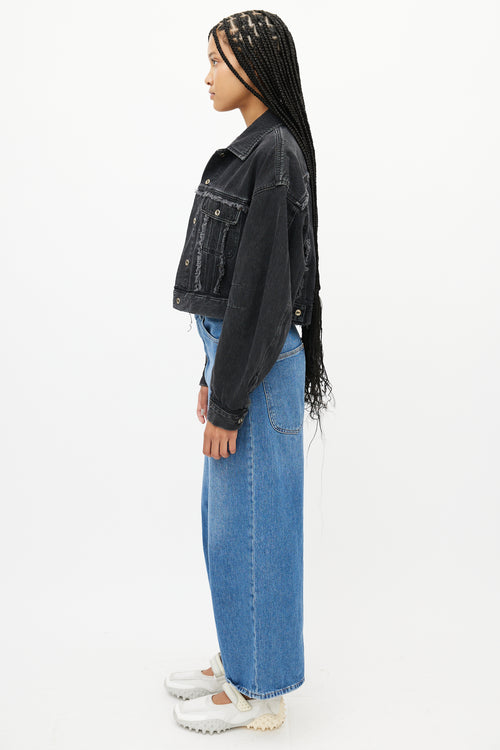 Acne Studios Black Denim Cropped Fringe Jean Jacket