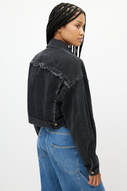 Acne Studios Black Denim Cropped Fringe Jean Jacket