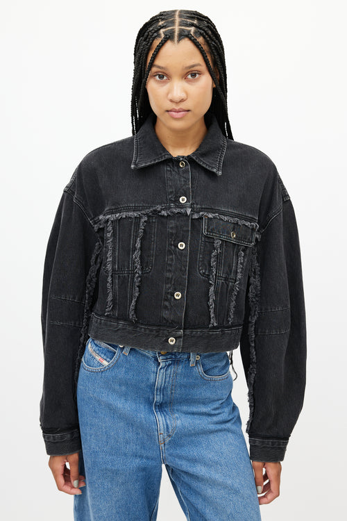 Acne Studios Black Denim Cropped Fringe Jean Jacket