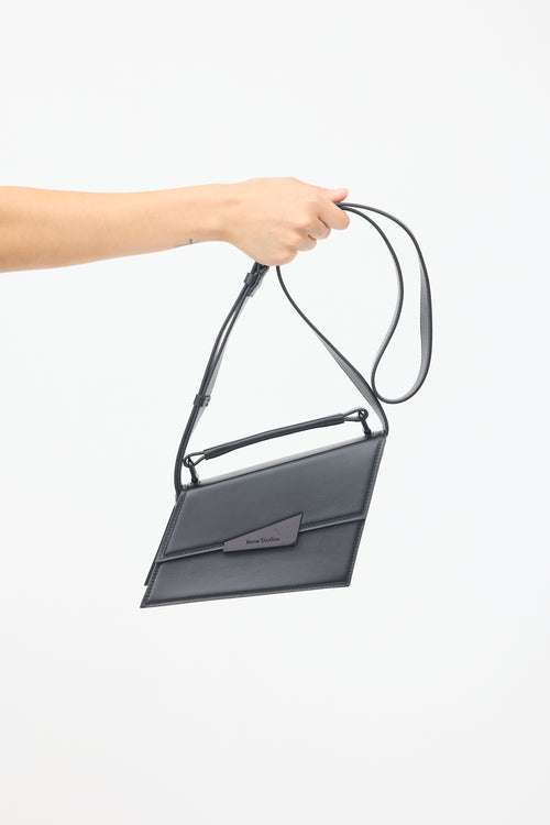 Acne Studios Black Leather Medium Distortion Shoulder Bag