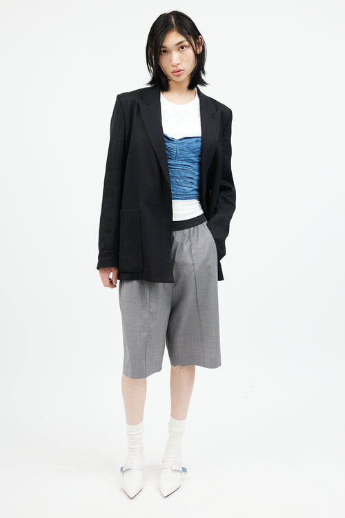 Acne Studios Black Double Breasted Crinkled Blazer