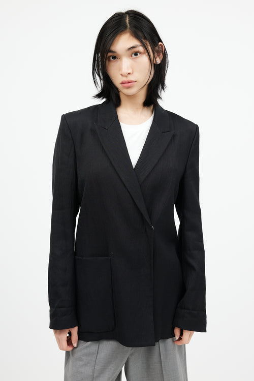 Acne Studios Black Double Breasted Crinkled Blazer