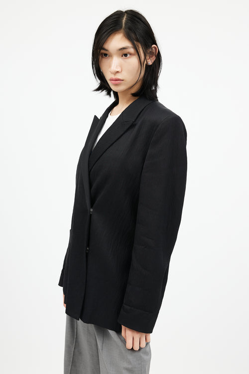 Acne Studios Black Double Breasted Crinkled Blazer