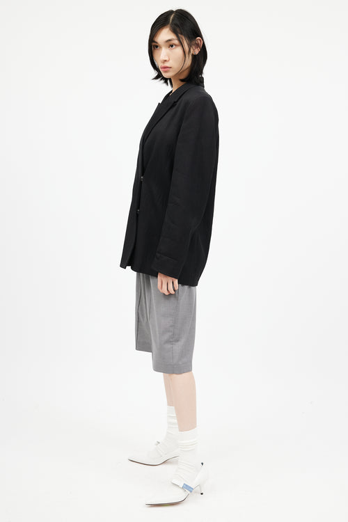 Acne Studios Black Double Breasted Crinkled Blazer