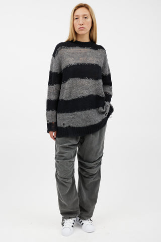 Acne Studios Black 
Grey Knit Striped Sweater