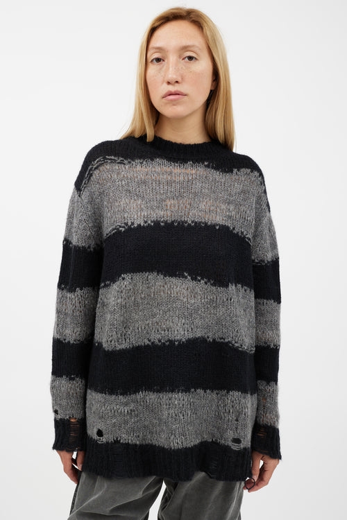 Acne Studios Black 
Grey Knit Striped Sweater