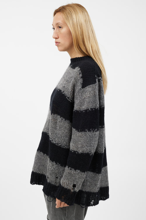 Acne Studios Black 
Grey Knit Striped Sweater