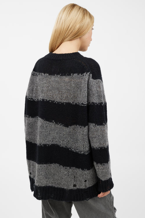 Acne Studios Black 
Grey Knit Striped Sweater