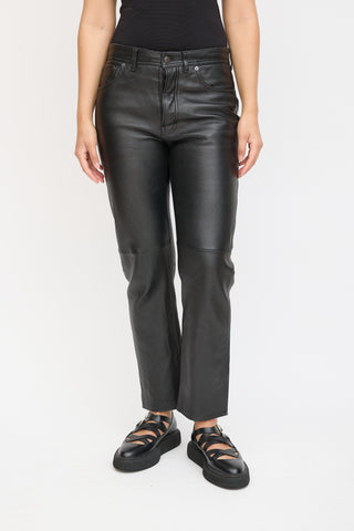 Acne Studios Black Leather Straight Leg Trouser