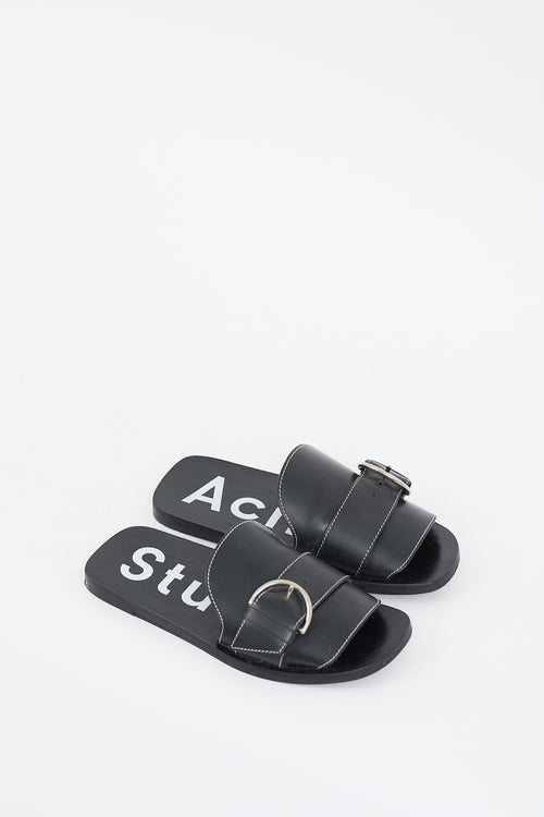 Acne Studios Black Leather Virgie Buckled Slide