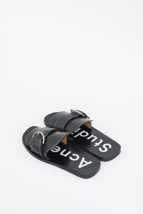 Acne Studios Black Leather Virgie Buckled Slide