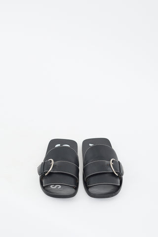 Acne Studios Black Leather Virgie Buckled Slide