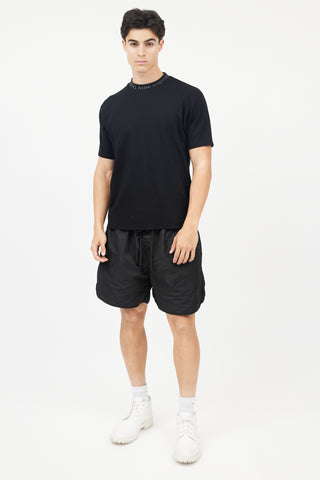 Acne Studios Black Ribbed Logo T-Shirt