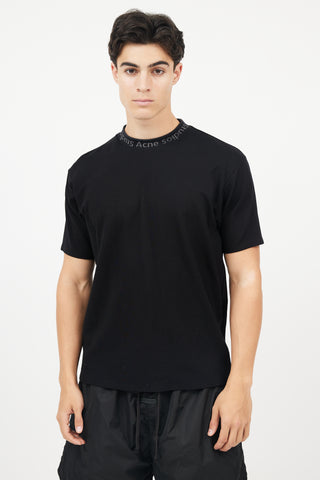 Acne Studios Black Ribbed Logo T-Shirt