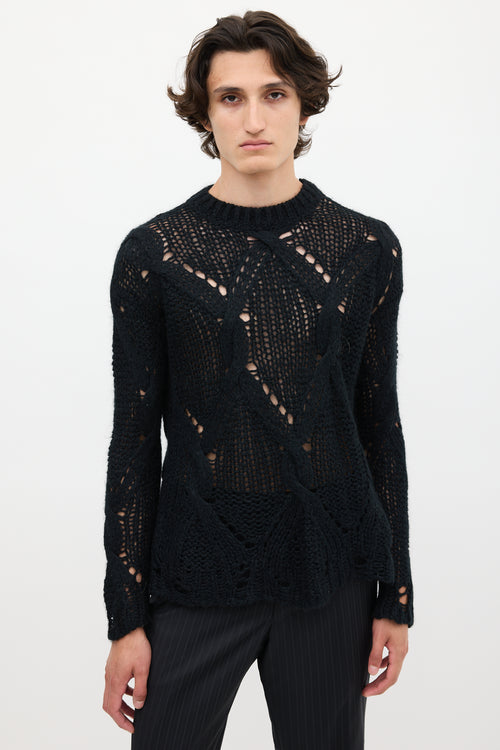 Acne Studios Black Loose Cable Knit Sweater