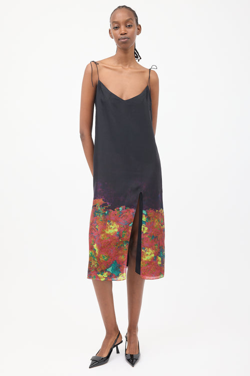 Acne Studios Black 
Multi Silk Tie Dress