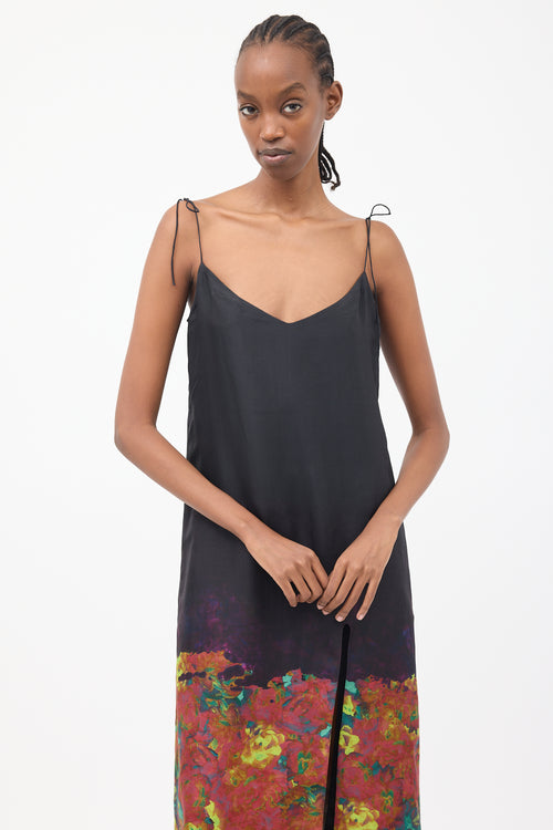 Acne Studios Black 
Multi Silk Tie Dress