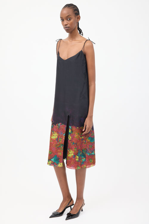 Acne Studios Black 
Multi Silk Tie Dress