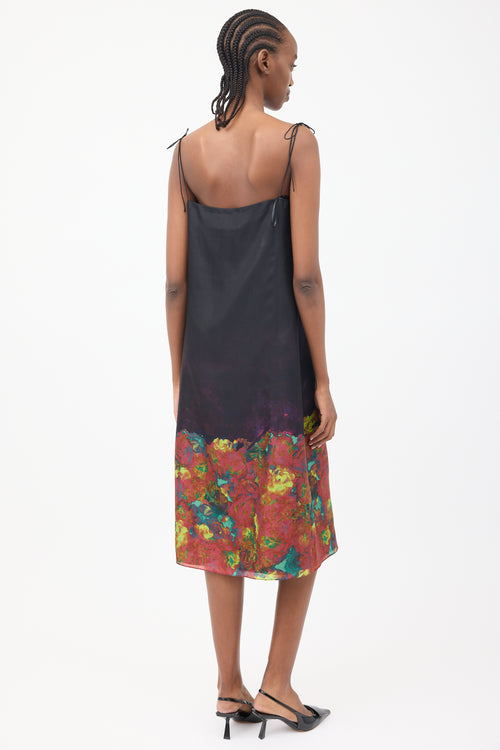 Acne Studios Black 
Multi Silk Tie Dress