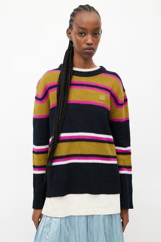 Acne Studios Black 
Multicolour Striped Face Sweater