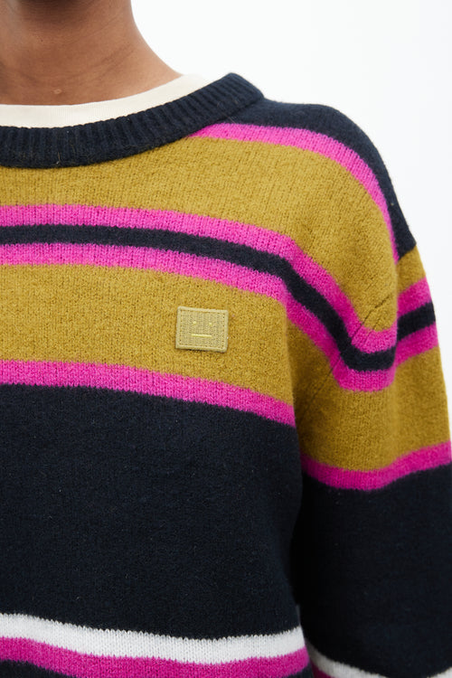 Acne Studios Black 
Multicolour Striped Face Sweater