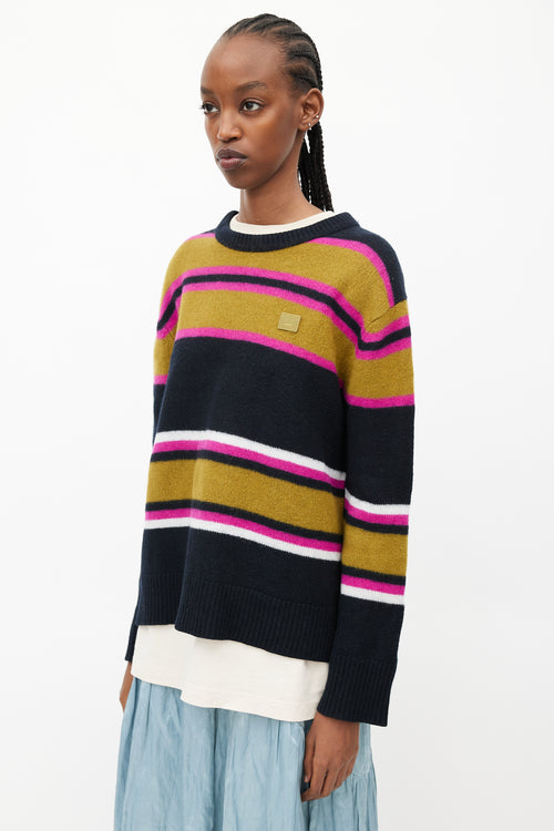 Acne Studios Black 
Multicolour Striped Face Sweater