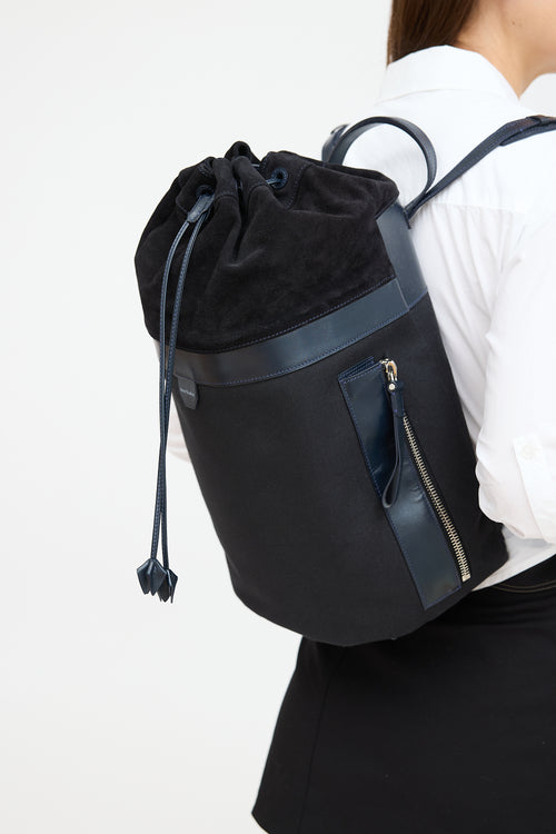 Acne Studios Navy Leather Bucket Backpack