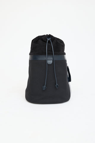 Acne Studios Navy Leather Bucket Backpack