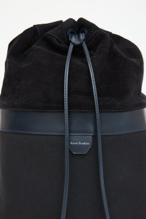 Acne Studios Navy Leather Bucket Backpack