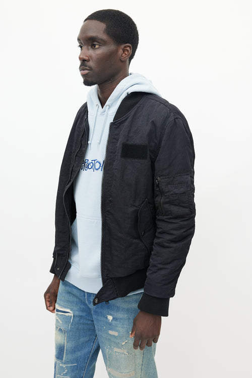 Acne Studios Black Nylon Bomber Jacket